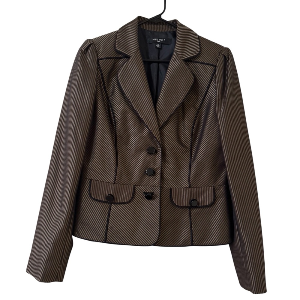 Nine West Chocolate Pinstripe Blazer
